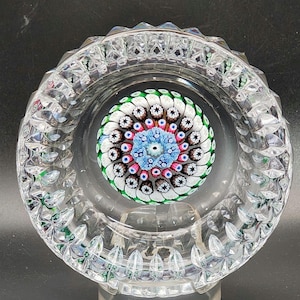 1974 Whitefriars Millefiori Glass Dish Signed & Dated Vintage British Art Glass Collectible No. 9756