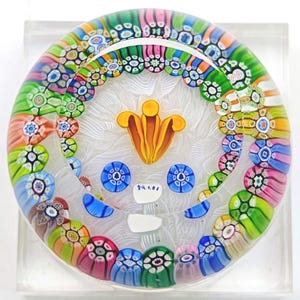 Rzadka, limitowana edycja Millefiori Glass Paperweight z 1981 roku, Royal Wedding Feathers Scotland Vintage