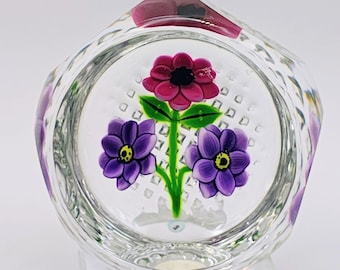 William Manson Junior large Lampwork Glass Paperweight Bouquet of flowers Limited Edition Floral Art Collectible 1999