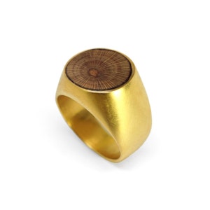 Gold Round Wood Ring