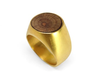 Gold Round Wood Ring