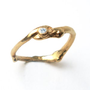 Single Gold Twig Ring image 1