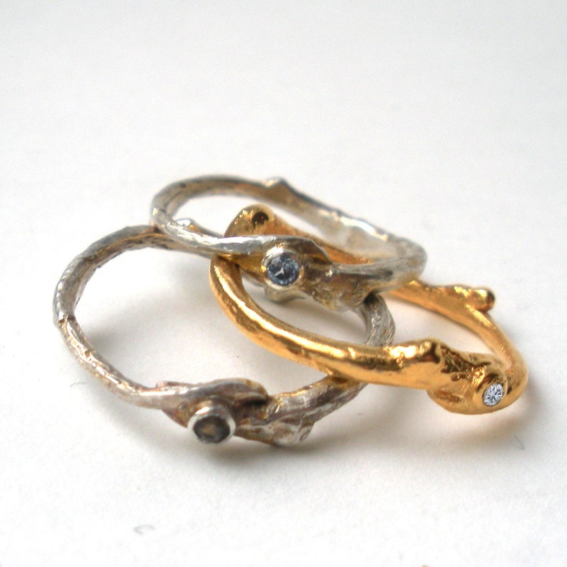 Single Gold Twig Ring image 2