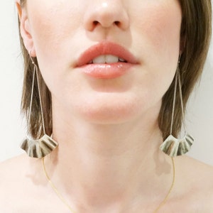 Silver Long Fan Earrings image 3