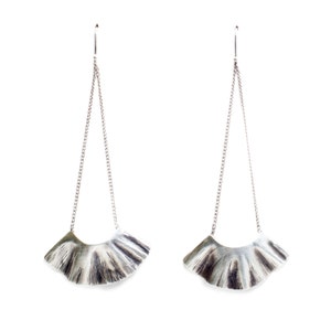 Silver Long Fan Earrings image 1