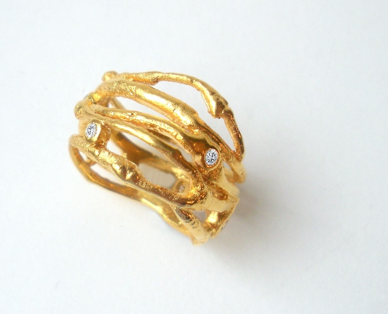 Gold Twig Ring | Etsy