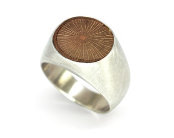 Silver Round Wood Ring