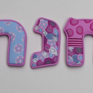 Personalized Hebrew letters, gift for a new baby, wall decor, pink and light blue, baby name, made in Israel