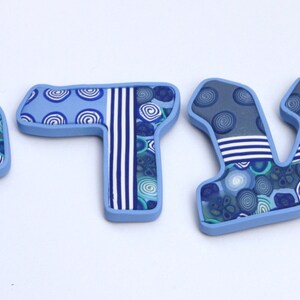 Custom made Hebrew letters, millefiori polymer clay, nursery, Hebrew Name Gift image 3