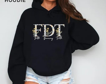 Floral FDT Shirt, Faith Democracy Truth Tee, Positive Statement Shirt, Sand Color Graphic Tee, Inspirational Floral Print Top