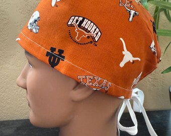 TX Longhorns Scrub Cap - 2 Sizes, Button Option (D-101)