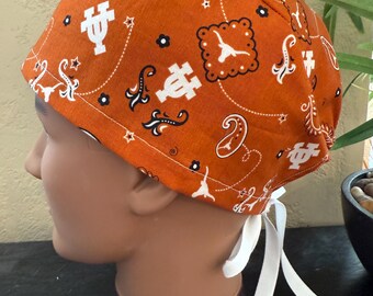 TX Longhorns Scrub Cap - 2 Sizes, Button Option (D-101)