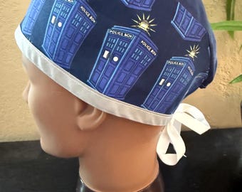 Dr. Who Scrub Cap - 2 Sizes, Button Option (A101)