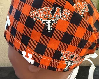 TX Longhorns Scrub Cap - 2 Sizes, Button Option (D-101)