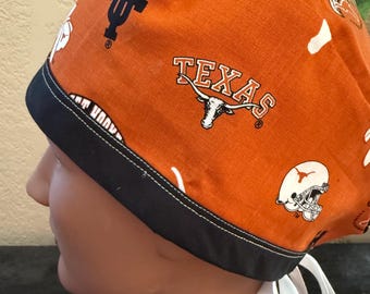 TX Longhorns Scrub Cap - 2 Sizes, Button Option (D-101)