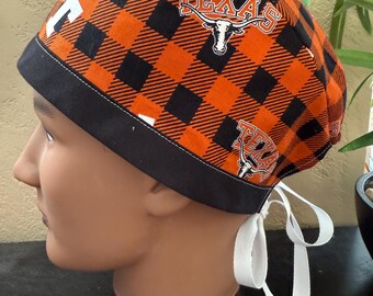 TX Longhorns Scrub Cap - 2 Sizes, Button Option (D-101)