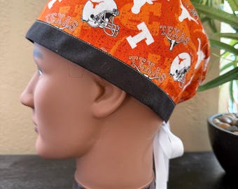TX Longhorns Scrub Cap - 2 Sizes, Button Option (D-101)