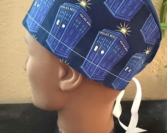Dr. Who Scrub Cap - 2 Sizes, Button Option (A101)