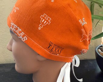 TX Longhorns Scrub Cap - 2 Sizes, Button Option (D-101)