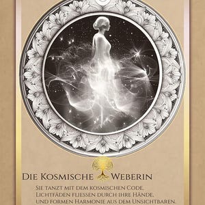 Die Kosmische Weberin – Grußkarte zum Ausmalen
