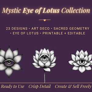 Mystic Eye of Lotus PNG Clipart – Spiritual Line Art (Commercial Use)