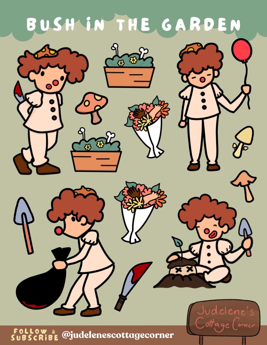 Bush in the Garden - Sticker Sheet - Etsy