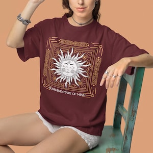 Sunshine State of Mind T-Shirt, Mystical Sun Graphic Tee, Boho Celestial Shirt, Aesthetic Shirt, Spiritual Sun Unisex Top, Boho Shirt