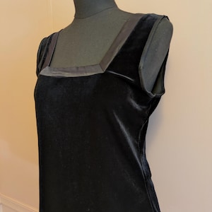 Vintage 90&#39;s Black Velvet Sleepwear Lingerie Tank Top, Woman&#39;s Medium