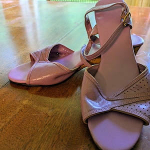 Vintage 70&#39;s Faux Leather Vibrant Lavender Wedge Sandals, Woman&#39;s Size 7