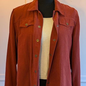 Vintage 90’s Faux Suede Light Weight Shirt Jacket, Metallic Buttons Size 12 Petite