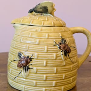 Vintage Glazed Ceramic Honey Bee Small Creamer, Pitcher