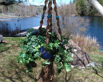 Saranac Macrame Plant Hanger With Turquoise Beads