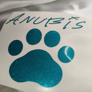 Car Sticker JDM cute pet name upper with Dogpaw Dog sticker 12cm long | glitter vinyl | sparkle sticker | bling