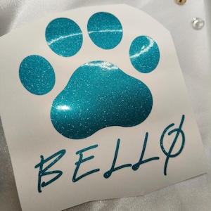 Car Sticker JDM cute pet name under with Dogpaw Dog sticker 12cm long | glitter vinyl | sparkle sticker | bling