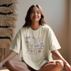 Camiseta de verano italiana / Colores cómodos / Verano europeo / Camiseta italiana / Camiseta costera / Estilo italiano / Estética costera / Camiseta con estampado playero