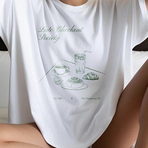Late Checkout Society | White Gildan T-Shirt | Room Service | Breakfast Shirt | Hotel Breakfast | Graphic Tee | Luxury Aesthetic
