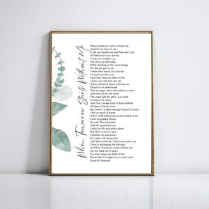 Memorial Poem Print: &quot;When Tomorrow Starts Without Me&quot; (Digital Download)