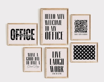 Conjunto de estampas motivacionais engraçadas: Galeria de parede do escritório Boss Babe (download digital)