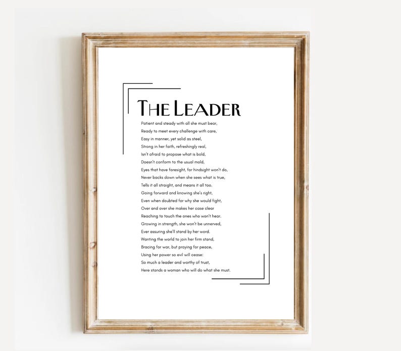 The Leader Poem Poster | Gift for Boss – Male & Female Versions ...