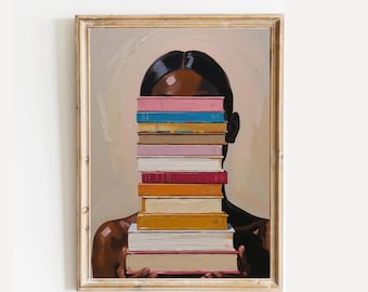 Impresión de una mujer negra leyendo: Arte abstracto femenino (Descarga digital)
