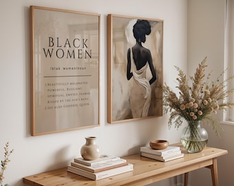 Black Woman Definition Art Print Set | Melanin Decor (Digital Download)