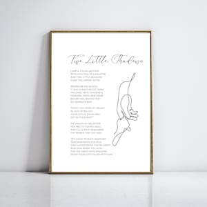 Two Little Shadows Poem Print | Digital Download Gift for Mom | Sentimental Poem Wall Art | Mother&#39;s Day Gift | Printable Mom Quote Decor