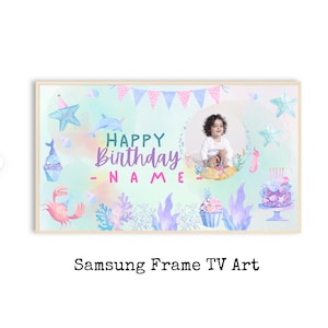 Personalized Under the Sea Birthday TV Art: Mermaid Photo Frame (Digital Download