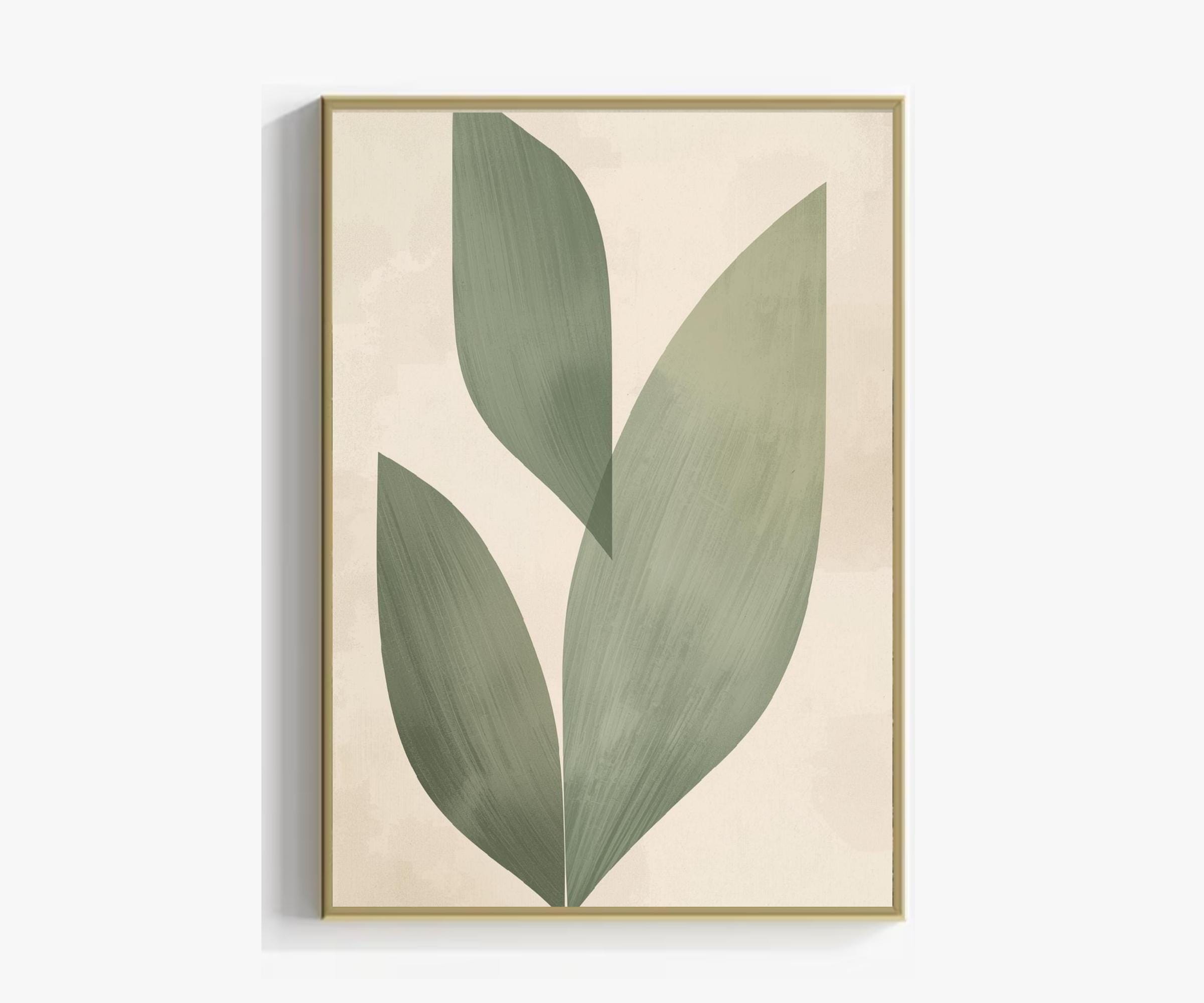 Abstract Wall Art Set of 3 | Sage Green Mid-century Modern Prints ...