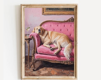 Labrador Martini Art Print: Whimsical Dog Bar Decor (Digital Download)