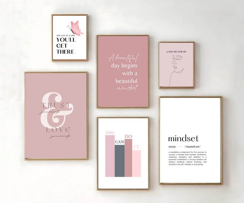 Pink Motivational Quote Prints: Feminine Office Decor (digital Download ...