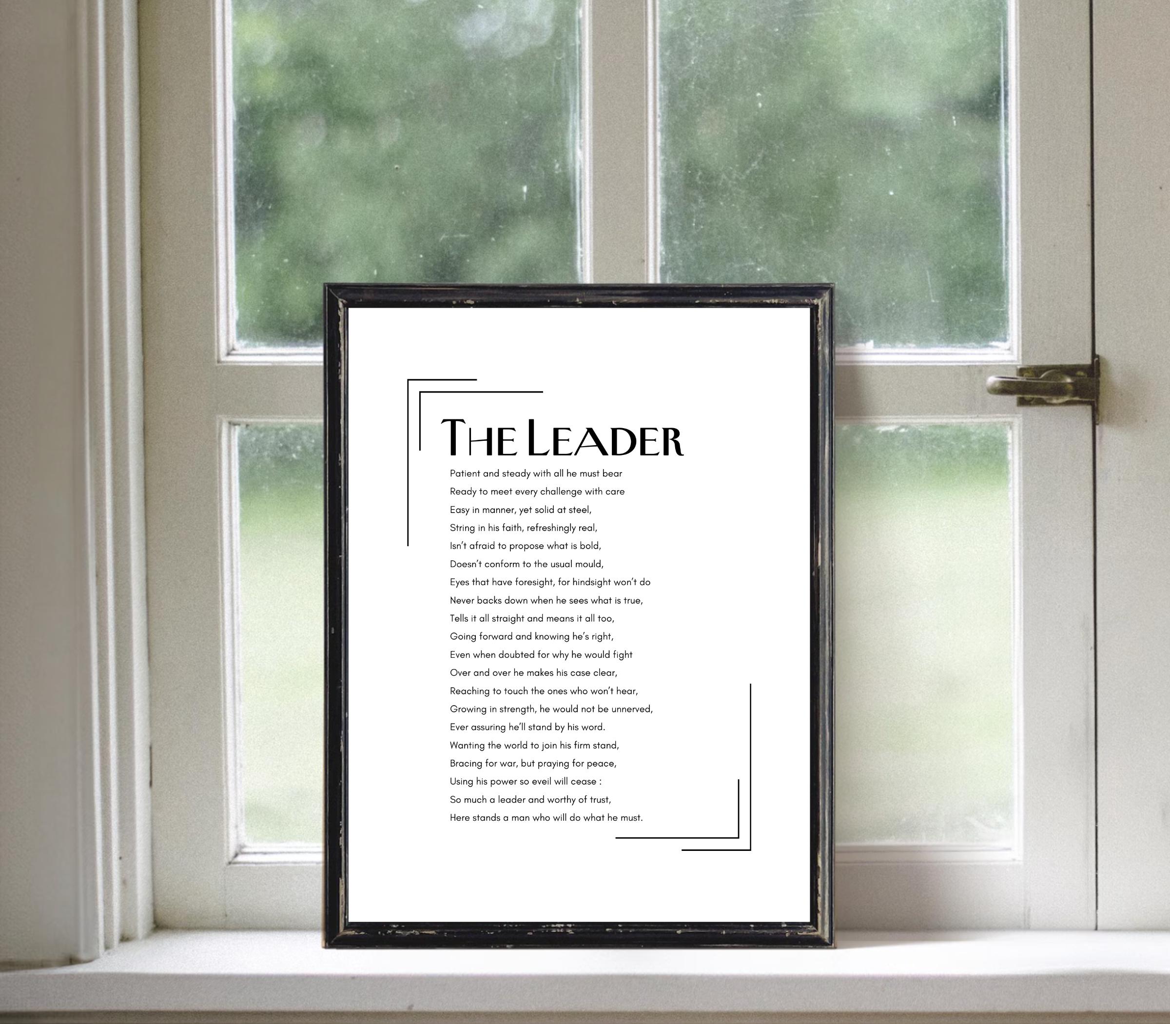 The Leader Poem Poster | Gift for Boss – Male & Female Versions ...