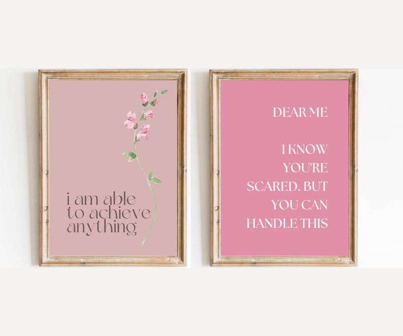 Pink Motivational Quote Prints: Feminine Office Decor (set of 10 ...