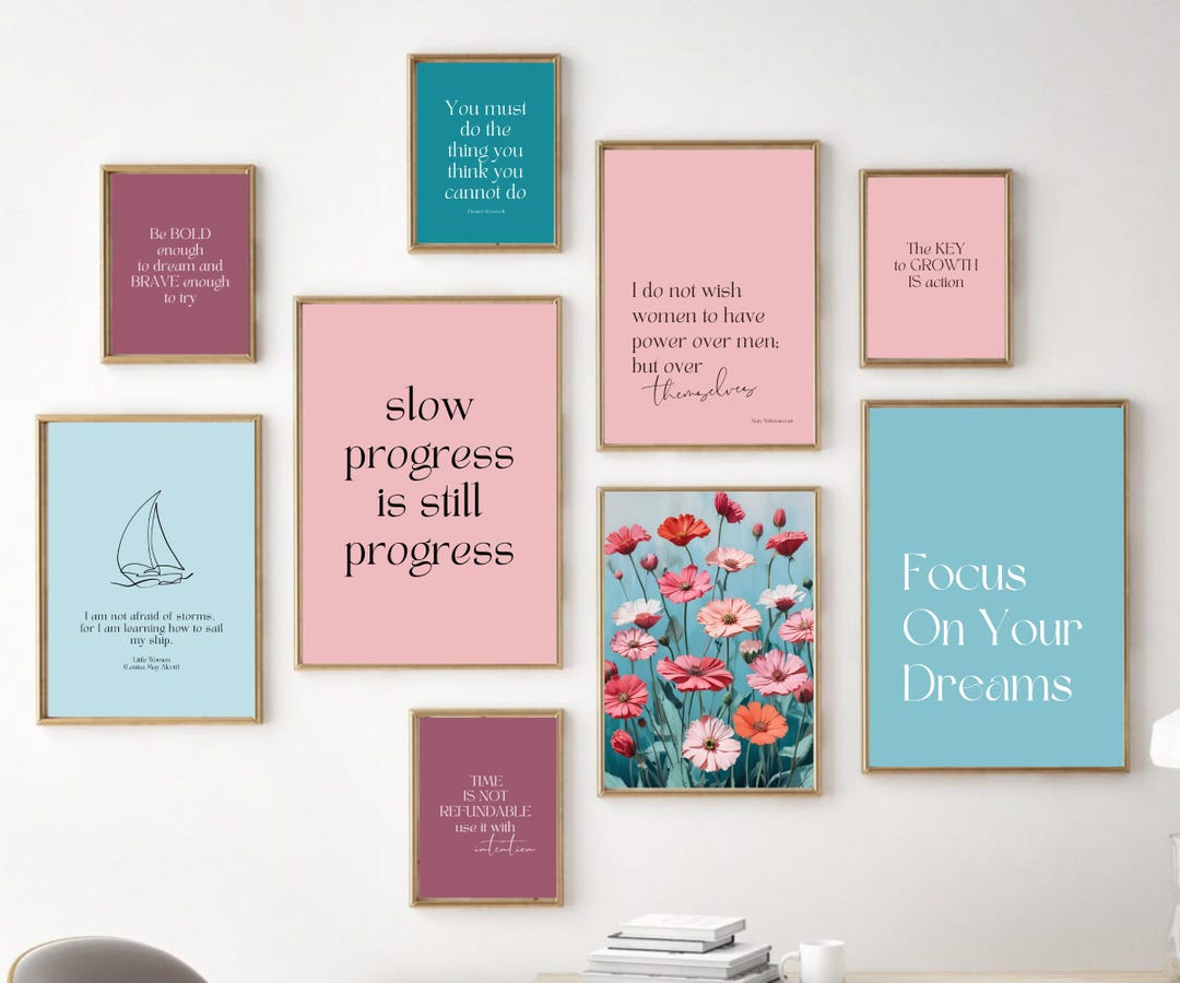 Pink Motivational Quote Prints: Feminine Office Decor, Gallery Wall Art ...