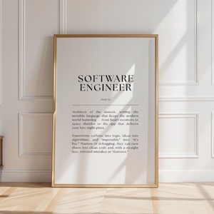 Software Engineer Funny Definition Print | Programmer Office Wall Art | Coding Humor Printable | Developer Gift | Instant Download